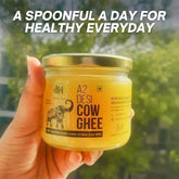 100% Pure A2 Desi Cow Ghee By Healthy Roots | Natural & Healthy Gir Cow Cultured Desi Ghee Good For Muscles | 500ml (250ml * 2) 16.9 Ounce | Jar Pack